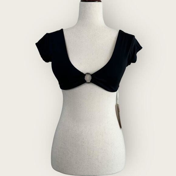 NWT | TiniBikini | Solid Ring Bikini Top | Black | Small - Picture 14 of 14